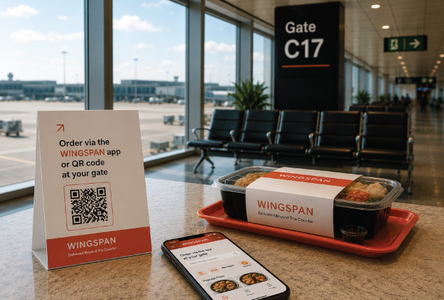 Scan the WINGSPAN QR code to order airport food