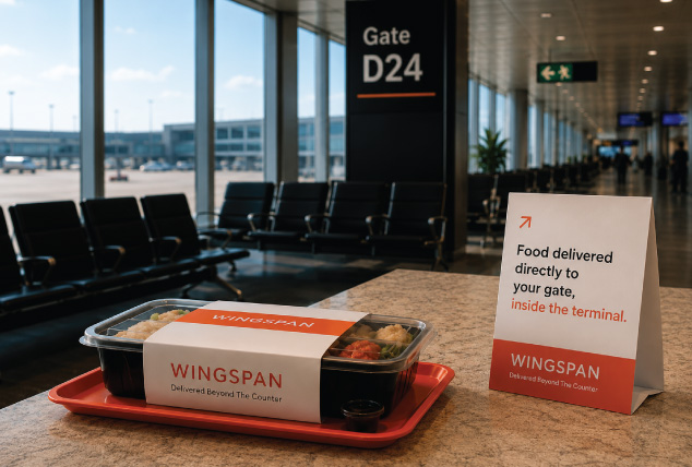 Airport gate food and beverage delivery service