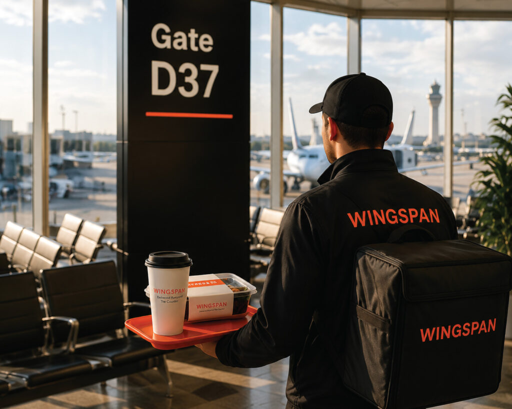 On-demand airport food delivery at the departure gate